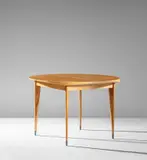 Ico Parisi, Unique extendable dining table, circa 1952, Birch plywood, walnut plywood, walnut, painted metal