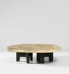Ado Chale, 'Goutte d’eau' low table, circa 1970, Bronze, painted steel