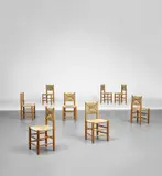 Charlotte Perriand, Set of eight side chairs, model no. 18