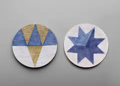 Two plates by Gio Ponti, circa 1957, Enamelled copper, silver leaf, sold Oct 2019