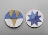Gio Ponti, Two plates, circa 1957, Enamelled copper, silver leaf