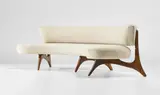 'Curved Floating Seat and Back' sofa, model no. 176SC by Vladimir Kagan, designed 1952, Walnut, fabric, sold Oct 2019