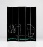 ‘Rhinocéros’ five-panelled screen, from the ‘Ultramobile’ series by François-Xavier Lalanne and Kazuhide Takahama, 1971-1976, Lacquered plywood, serigraph print, rubber, sold Oct 2019