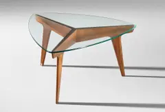 Coffee table by Gio Ponti, circa 1960, Mahogany, glass, sold Oct 2019