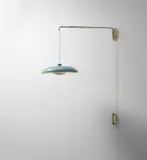 Arteluce, Adjustable wall light, 1950s, Painted aluminium, brass, rubber