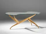 Pierluigi Giordani, Coffee table, circa 1950, Oak, glass, brass