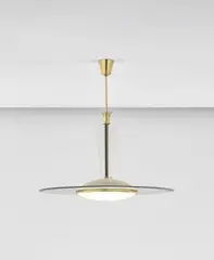 Ceiling light by Gio Ponti, circa 1940, Glass, brass, painted aluminium, sold Oct 2019