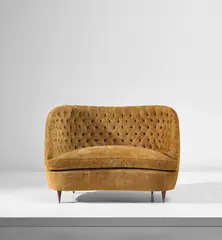 Gio Ponti, Sofa, circa 1951, Fabric, walnut