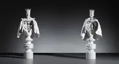 Gio Ponti, Large king and queen statuettes, circa 1951, Glazed earthenware