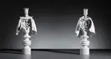 Gio Ponti, Large king and queen statuettes, circa 1951, Glazed earthenware