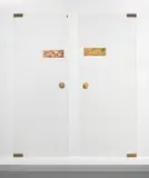 Two doors by Gio Ponti and Edina Altara, circa 1951, Glass, painted glass, brass, sold Mar 2019