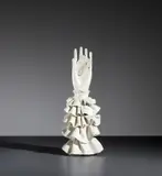 Gio Ponti, Hand with playing card statuette, circa 1951, Glazed stoneware