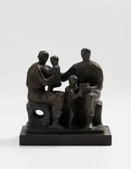 Family Group by Henry Moore, 1944, bronze with brown patina, on wood base, sold Mar 2018