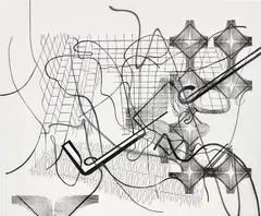 Untitled by Albert Oehlen, 2010, acrylic, charcoal and spray enamel paint on canvas, sold Mar 2018