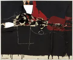 Manolo Millares, Cuadro 128, 1960 - 1961, mixed media on burlap