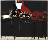 Manolo Millares, Cuadro 128, 1960 - 1961, mixed media on burlap