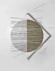 Jesús Rafael Soto, Métal sur le Losange, 1968, oil on panel with metal rods and nylon wire