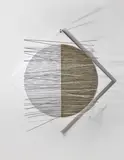 Jesús Rafael Soto, Métal sur le Losange, 1968, oil on panel with metal rods and nylon wire