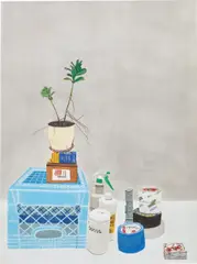 Studio Still Life by Jonas Wood, 2012, gouache and pencil on paper, sold Mar 2018