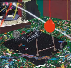 AFTER PROM by Shara Hughes, 2007, enamel, acrylic, oil, spray paint and balloons on canvas, sold Mar 2018