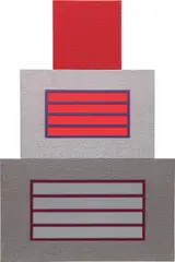 Peter Halley, Red Cell Over Two Horizontal Prisons, 2007, acrylic, Day-Glo, metallic acrylic and Roll-a-Tex on canvas