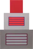 Peter Halley, Red Cell Over Two Horizontal Prisons, 2007, acrylic, Day-Glo, metallic acrylic and Roll-a-Tex on canvas