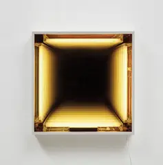 Iván Navarro, Wall Hole, 2004, fluorescent tubes, painted metal boxes and plastic tubes