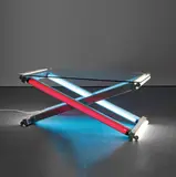 Iván Navarro, Lamp Table (Blue-Red-White)