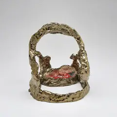 Ceramic/Brass Facial with Red Bowl by Sterling Ruby, 2006, ceramic, sold Mar 2018