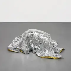 Bow Human by Pamela Rosenkranz, 2010, aluminium, rescue blanket, AcrylCast, vaseline and iron, sold Mar 2018