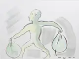 Camille Henrot, Leaking Trash Bag from the series Minor Concerns, 2015, watercolour on paper mounted on Dibond