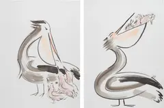 Study for Bad Dad by Camille Henrot, 2015, watercolour on paper laid on board, diptych, sold Mar 2018