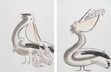 Camille Henrot, Study for Bad Dad, 2015, watercolour on paper laid on board, diptych