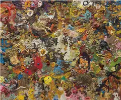 Gelitin, Untitled, 2008, plasticine on wood, in 2 parts