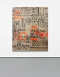 Stefan Brüggemann, Headlines and Last Lines in the Movies (Fluorescent), 2014, spray paint on canvas, in 4 parts
