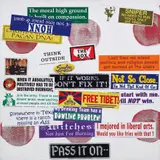Nate Lowman, Untitled (Red Bullet Holes), 2008, acrylic, silkscreen and stickers on canvas