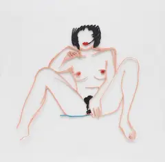 Monica Sitting with Legs Spread by Tom Wesselmann, 1985 - 1997, alkyd on cut-out steel, sold Mar 2018