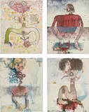 Jake and Dinos Chapman, Four works: (i) Fop haired monopod I; (ii) Monster T-shirt I; (iii) Young girl with the spinal column I; (iv) Fuck face I
