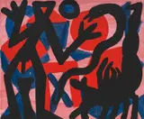Zerstörte Form Rot by A. R. Penck, 2001, acrylic on canvas, offered Apr 2018