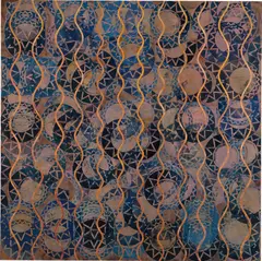 Philip Taaffe, Zone of the Straits, 1991, glitter, collage elements and enamel on linen