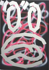 Eddie Peake, Self Harm, 2013, powder coating and spray paint on polished stainless steel