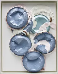 PUTTER FINGERS by Lucien Smith, 2013, aluminum trays, moulding paste and enamel on gessoed canvas, in artist's frame, sold Apr 2018