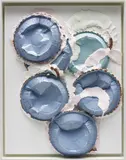 Lucien Smith, PUTTER FINGERS, 2013, aluminum trays, moulding paste and enamel on gessoed canvas, in artist's frame