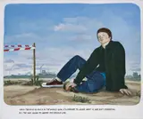 Muntean & Rosenblum, Untitled (Since there is so much in the world now, it's harder to judge what is and isn't essential, all the way down to where you should live), 2000, acrylic and black crayon on canvas