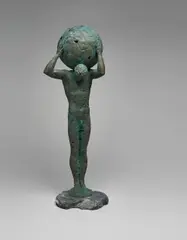 Egor Zigura, Colossus Holds Up the World, 2016, bronze on stone base