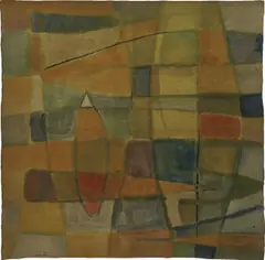 Walter Leblanc, Composition abstraite, 1959, paint on fabric