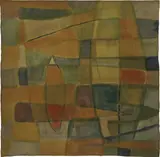 Walter Leblanc, Composition abstraite, 1959, paint on fabric