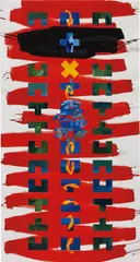 Brian Clarke, Red Icon #2, 1984, acrylic and collage on paper
