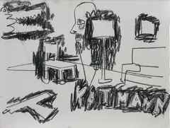 Matthias Weischer, Untitled, 2006, charcoal on paper