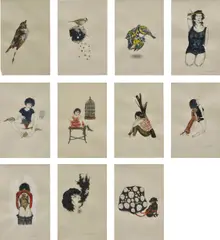 Rachel Goodyear, Nature Notes, 2009, pencil and watercolour on paper, in 11 parts